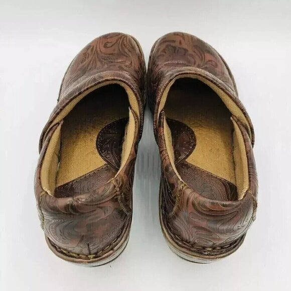 BOC Womens Shoes Size 6.5 Brown Clogs Born Concept Peggy Paisley Floral Embossed - Picture 8 of 11